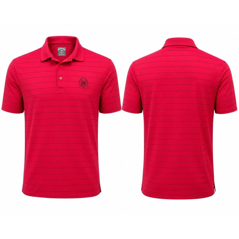 Callaway Opti-Dri Polo Shirt XL RED Striped Golf Short Sleeve Logo
